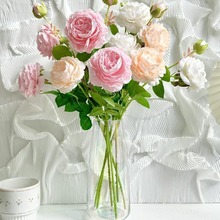 仿真玫瑰花假花干花花束摆设客厅餐桌装饰塑料花摆花插花花艺摆件