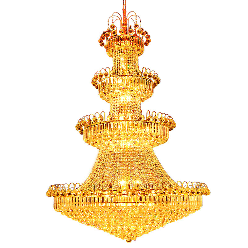 批发金色复式楼客厅大吊灯长豪华酒店大堂中空欧式楼中楼别墅水晶
