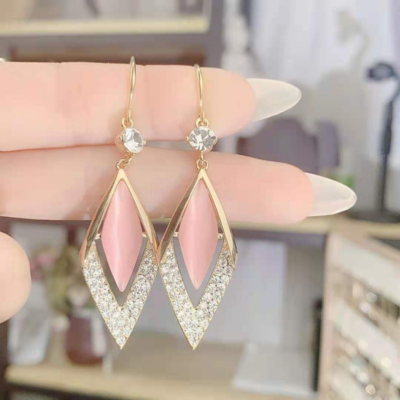 2021 New Diamond Opal Earrings High Sense Dignified Generous Style Niche High Sense Ear Hooks