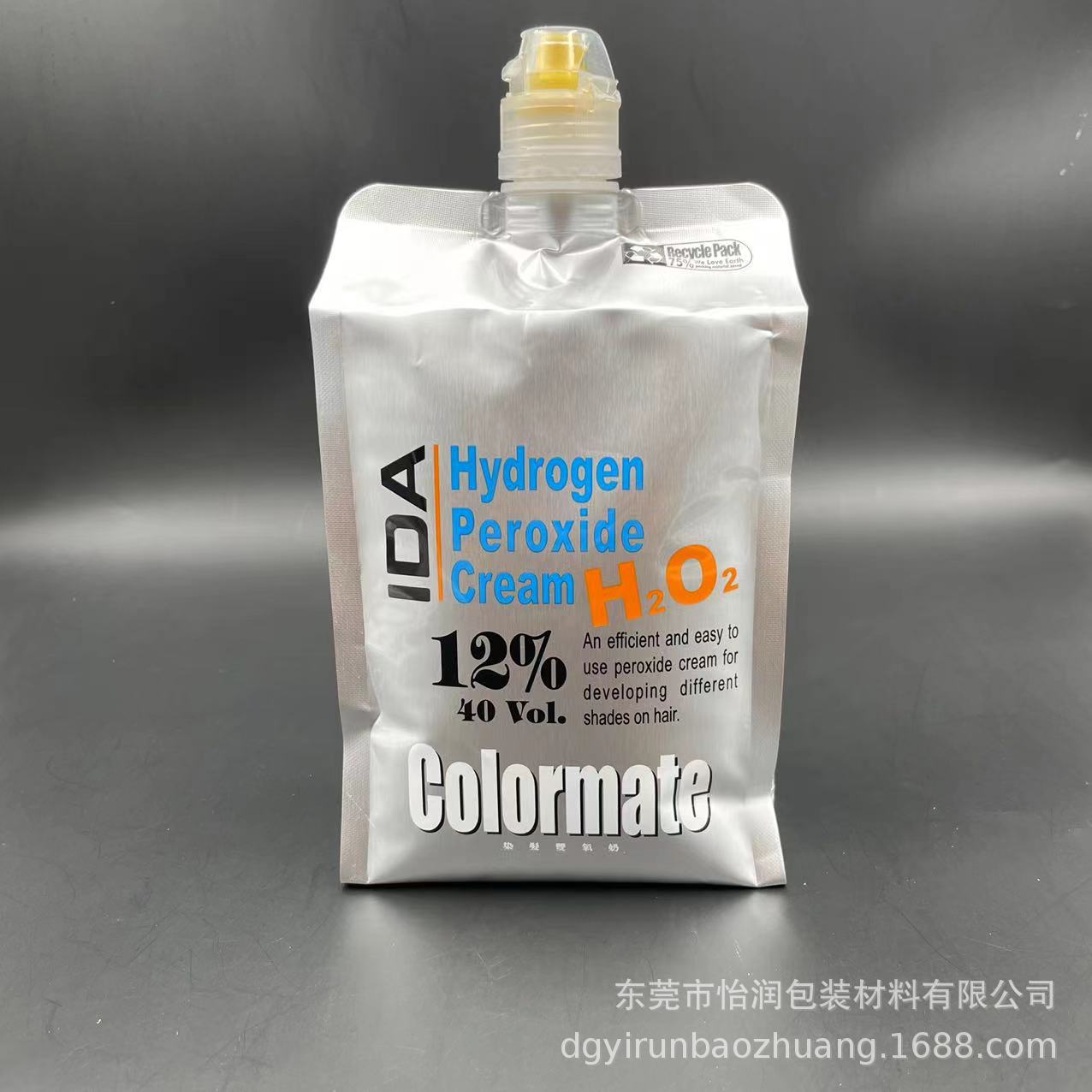 定制1000ml双氧膏翻盖吸嘴袋 硅胶限流阀 挤压出液防盗防漏尖叫盖