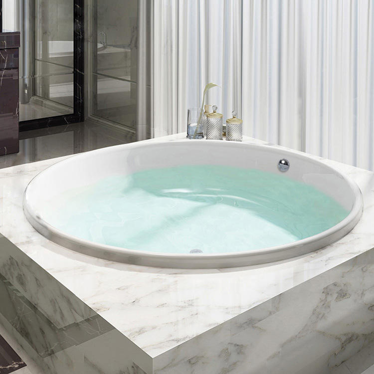 嵌入式洗澡缸 精装民宿圆形 纯亚克力 圆型薄边一体冲浪按摩浴缸