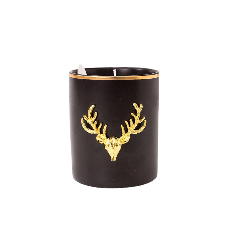 Aromatherapy Candle Finished Fangdi Household Supplies Gift Hand Gift Elk Horn Ceramic Cup Aromatherapy Candle Wholesale