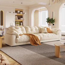 奶油风布艺沙发直排小户型客厅北欧简约现代科技牛奶绒布沙发组合