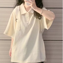 欧美韩版华夫格短袖恤女夏季宽松减龄衫学生体恤上衣