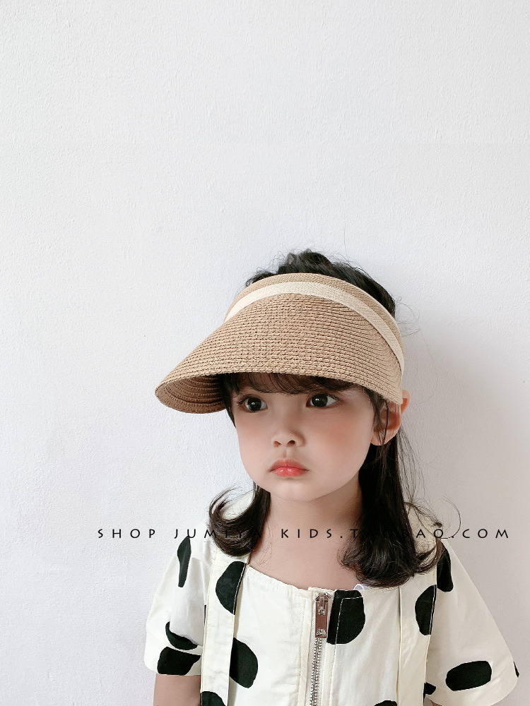 Ins Korean Style Children's Sun Hat Summer Little Girls' Straw Hat Air Top Big Brim Fashion Kids Straw Sun Hat Fashion