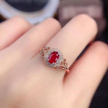 霏语个性红宝石女士时尚手饰锆石水晶复古简约玫瑰金合金戒指指环