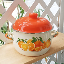 Enamel Orange Pot Belly Pot 18cm20cm24cm Thickened Enamel跨