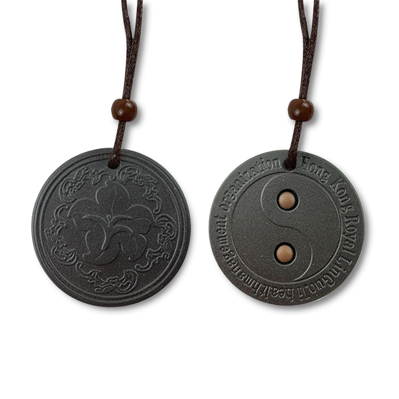 快手代发能量火山石吊坠紫荆花负离子锗石粒吊坠饰品