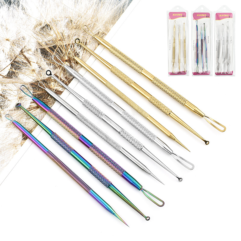 stainless steel acne needle acne needle cell tweezer blackhead pop pimples pop pimples tweezers beauty and beauty tools three-piece set
