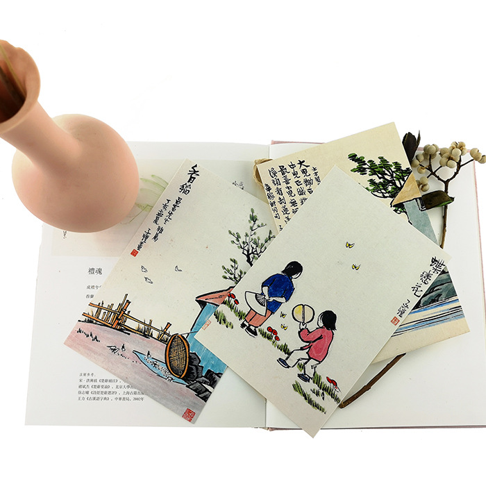 丰子恺小品画江南国画明信片旅游纪念故宫送老师老外青青子衿文创
