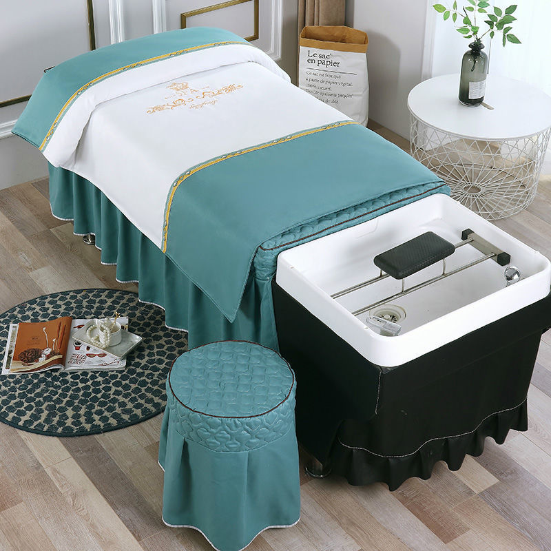 泰式洗头床水循环头疗床美容床套罩四件套美发养发馆专用洗头床罩