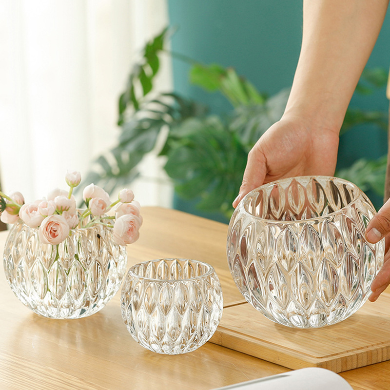 Transparent Crystal Ball Glass Vase Hydroponic Plant Decoration Wedding Room Living Room Decorations Hydrocotyle Flower Pot Wholesale