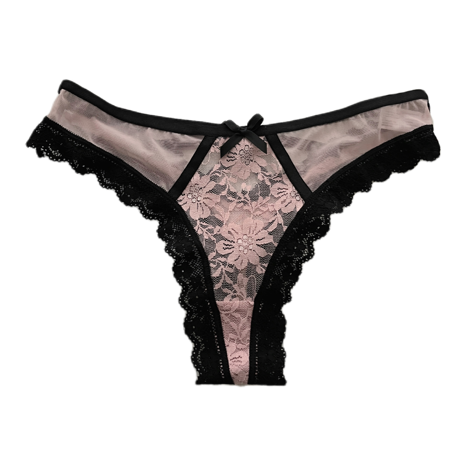 Tipsy Peach ~ Hot Girl Style Sexy Lace Underwear Women's Low Waist Pure Desire T-Shaped Panties Hollow out Sexy Lady's Briefs