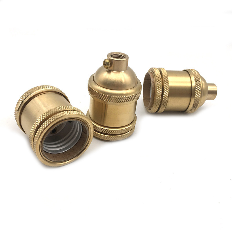 复古e27铜灯头 创意装饰e26无段双环吊灯灯头 爱迪生diy吊灯灯座