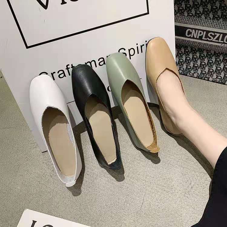 Factory Low-Cut Flat Bottom Pumps Women's Spring and Autumn Soft Leather Soft Bottom Granny Shoes 2021 New Lazybone Women's Shoes