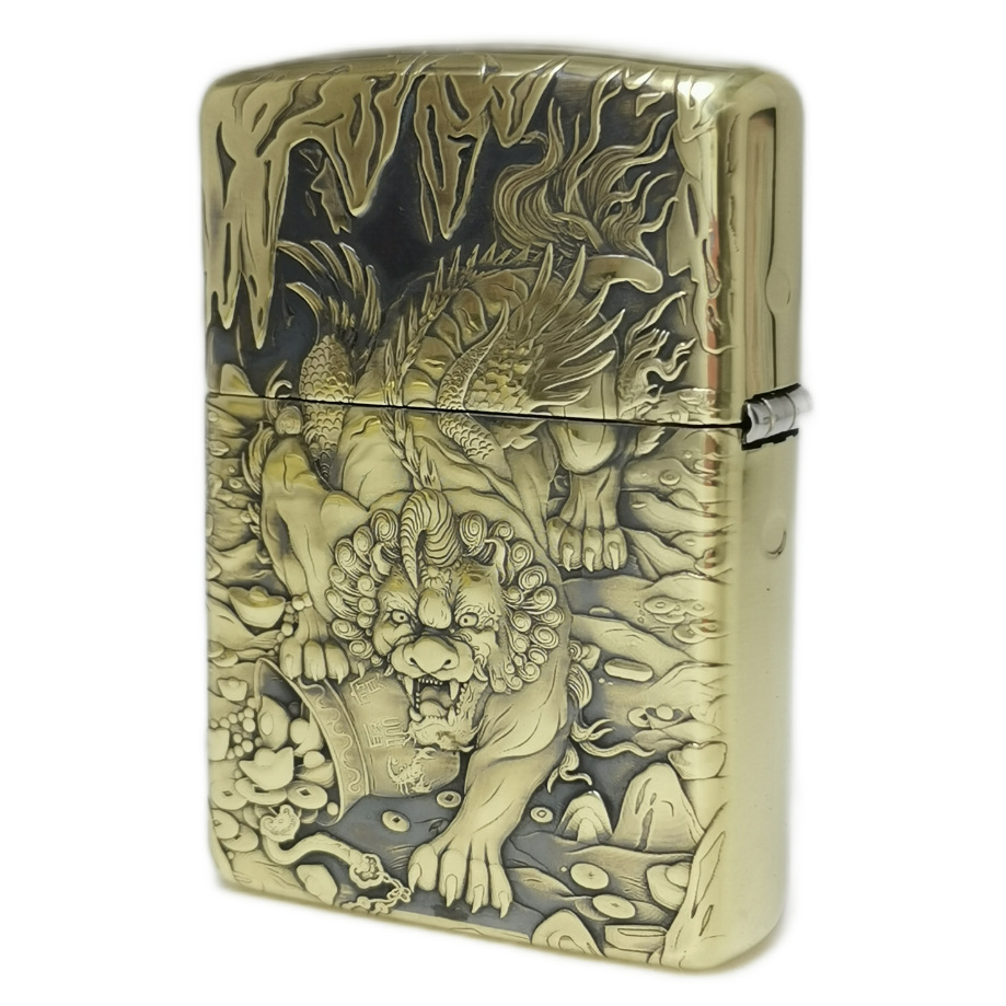 zippo天禄貔貅纯铜盔甲机双面浮雕zippo煤油打火机,蝎子大师貔貅
