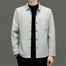 冰丝垂感男士夹克衫春季新款薄款纯色Polo领宽松商务休闲外套风衣