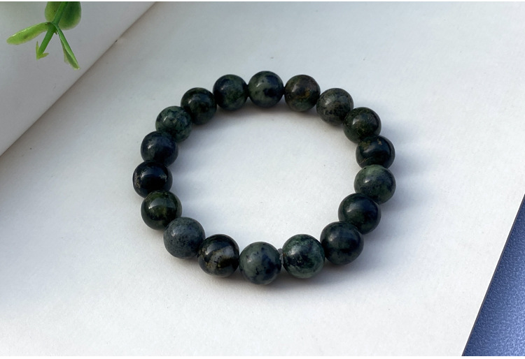 西藏药王石圆珠手链男女款直播货源批发藏玉手串蛇纹石玉单圈礼品