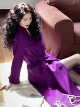 今年流行双面羊绒大衣秋冬2023新款女装紫色毛呢外套高级感轻熟风