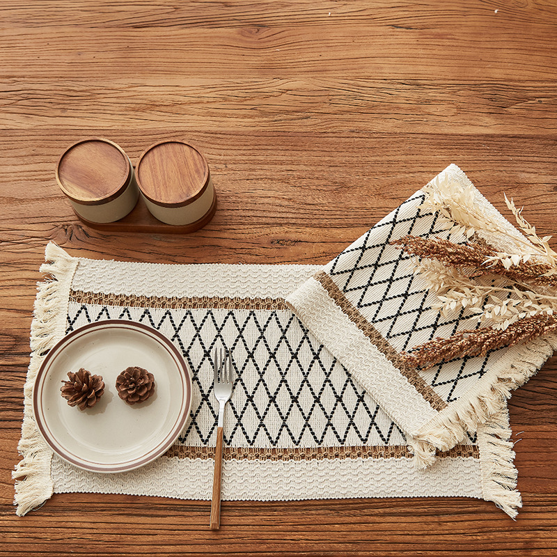 cross-border western-style placemat fabric party thickened ins american household insulation mat japanese style korean style cotton and linen labeling