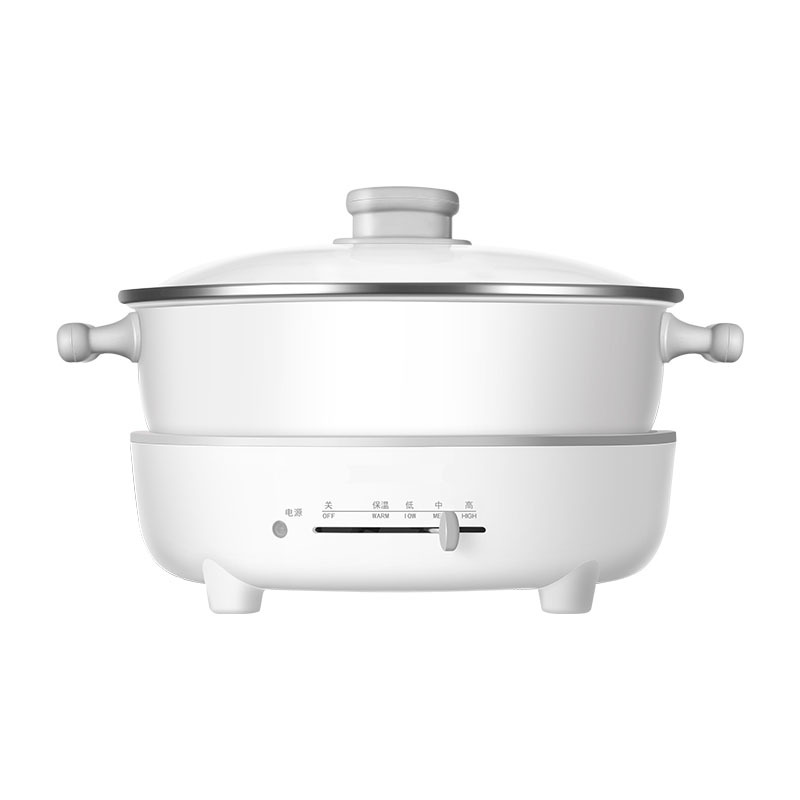 Multi-Functional Electric Food Warmer Stainless Steel Electric Frying Pan Household Electric Pot Electric Food Warmer Electric Caldron Steamer Stew Pot Integrated Plug-in Cooking