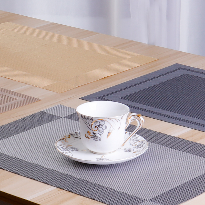Cold Leaf Exclusive for Cross-Border PVC Texlin Western-Style Placemat Heat Proof Mat Hotel Disposable Dining Table Cutlery Bowl and Plates Coaster
