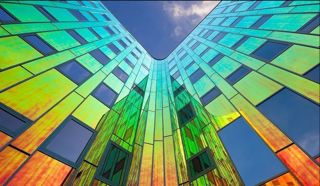 定制炫彩玻璃七彩渐变色钢化夹胶艺术玻璃 茶几圆桌子办公室隔断