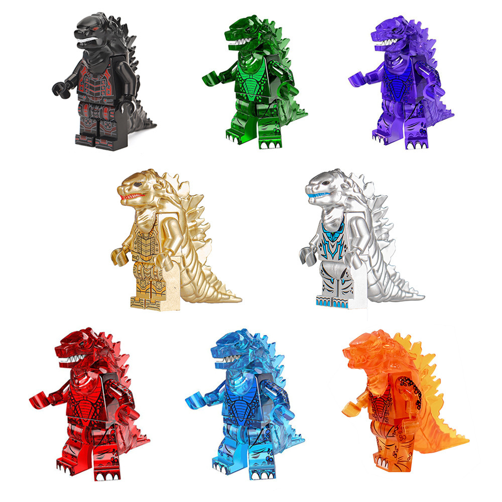 外贸跨境专供哥斯拉拼装积木人仔巨型怪兽模型儿童益智玩具袋装