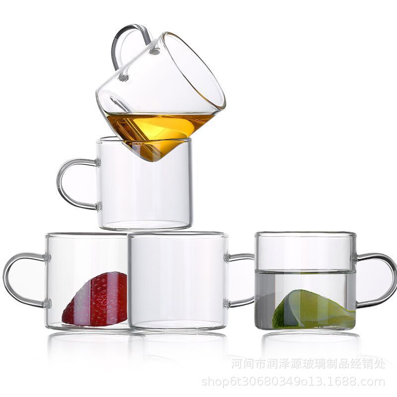 高硼硅 加厚小茶杯子品茗杯带把小把杯功夫茶具玻璃茶具 玻璃水杯