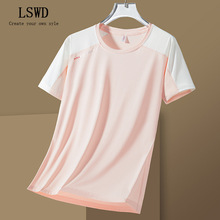 新款原创短袖T恤男夏季冰丝透气情侣运动宽松纯色圆领休闲半袖潮