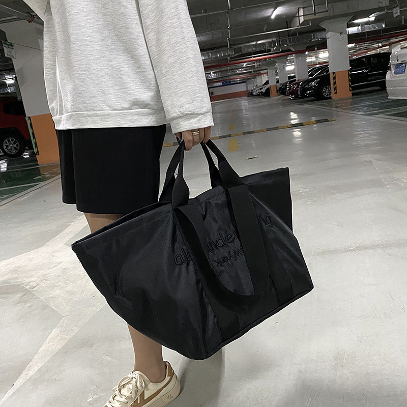 Simple Mori Style Portable Shoulder Bag Female Ins Korean Style Fashionable Embroidery Letters Tote Big Bag Leisure Travel Bags