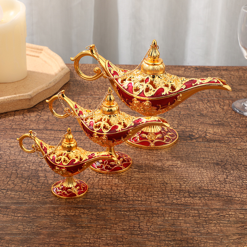 Light Luxury Golden Pattern Lamp of Aladdin Court Dinner Decoration Decoration Magic Lamp Magic Lamp Crafts Decoration