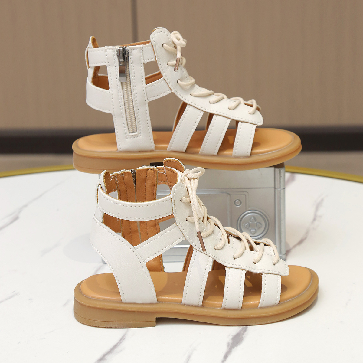 女童凉鞋2022新款外贸夏季儿童罗马鞋中大童软底纯色小女孩公主鞋