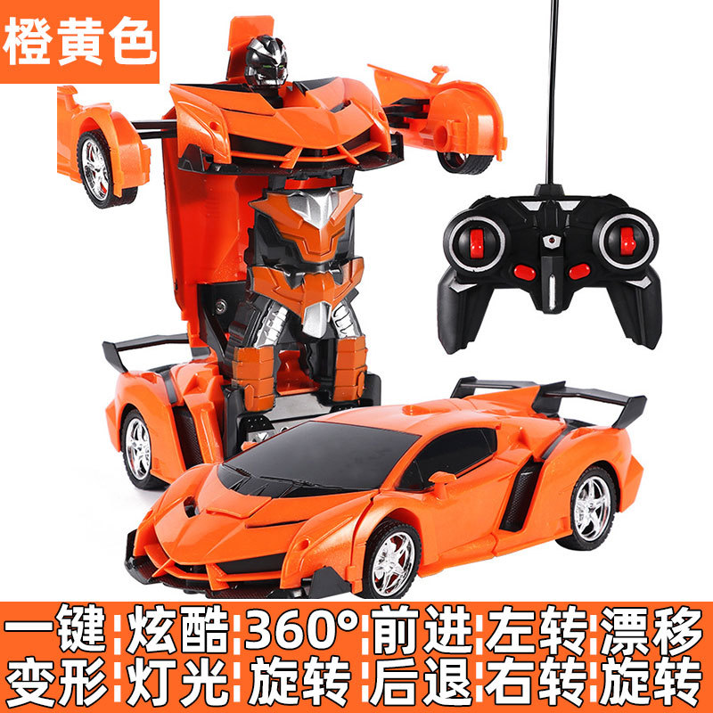 One-Click Deformation Remote Control Car RC Boy Children King Kong Robot Racing Car Model Police Car Toy Car Cross-Border