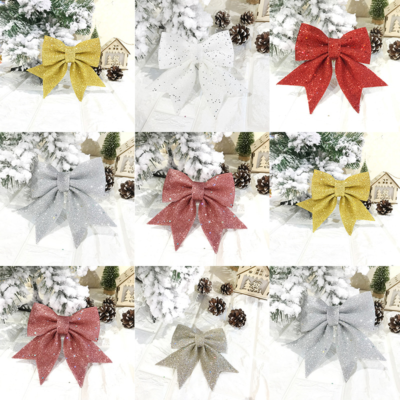 Christmas Bowknot Pearl Cotton Gold Powder Bow Christmas Tree Decoration Pendant Hotel Mall Ktv Decoration Supplies