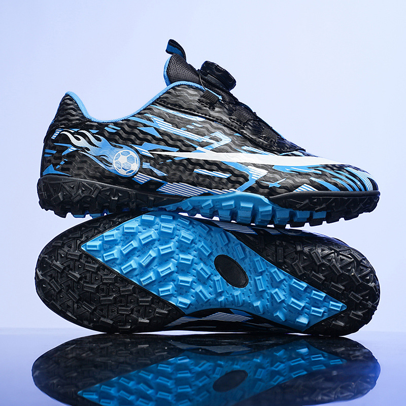 跨境儿童足球鞋tf碎钉人造草坪fg钉皮足青少年学生旋转扣训练球鞋