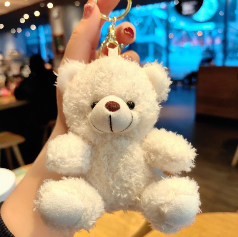 Cute Little Bear Cartoon Keychain Plush Doll Car Key Chain Women's Bag Pendant Claw Machine Small Gift Wholesale