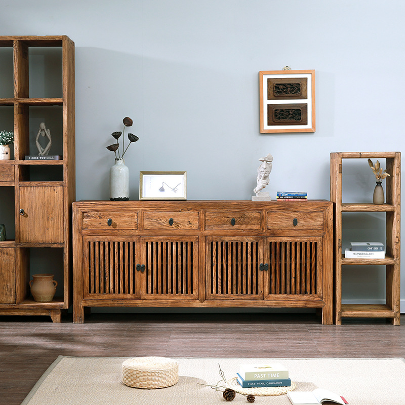 新中式老榆木木制茶水柜简约边柜烧水柜茶叶柜茶室茶柜矮柜泡茶柜