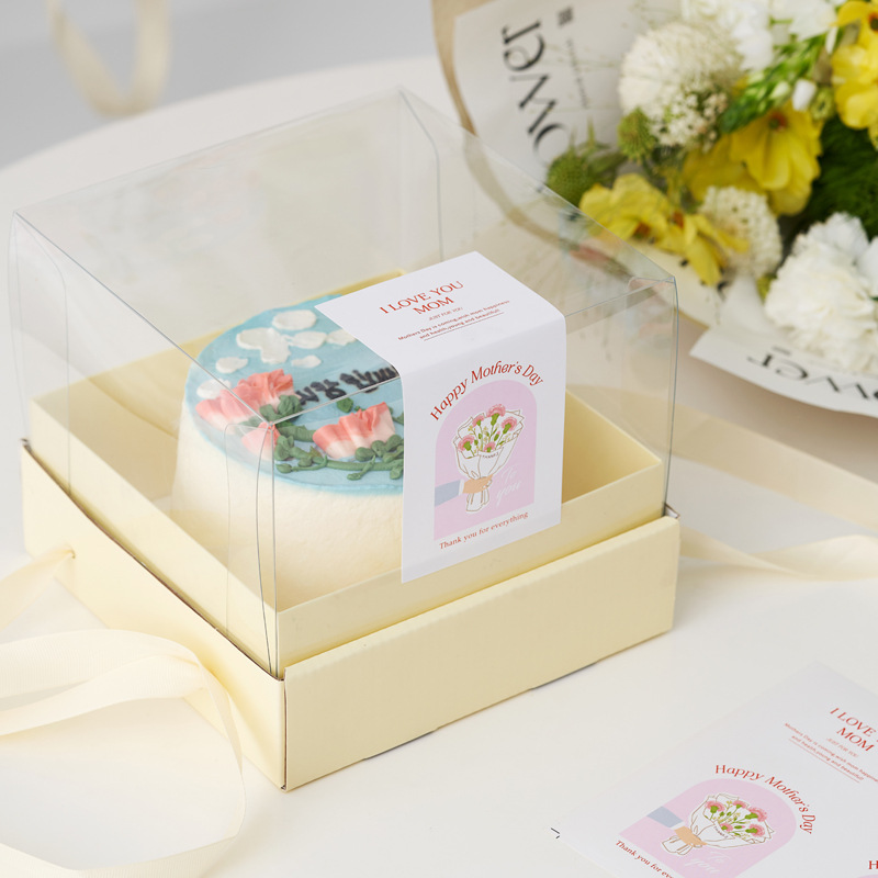 母亲节4/6寸蛋糕盒子烘焙生日奶油慕斯甜点情人节透明手提包装盒