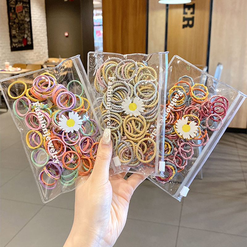 100 Rubber Bands Children Do Not Hurt Hair Good Elasticity Tie-up Hair Head Rope Baby Girl Cute Girl Princess Hair Ring