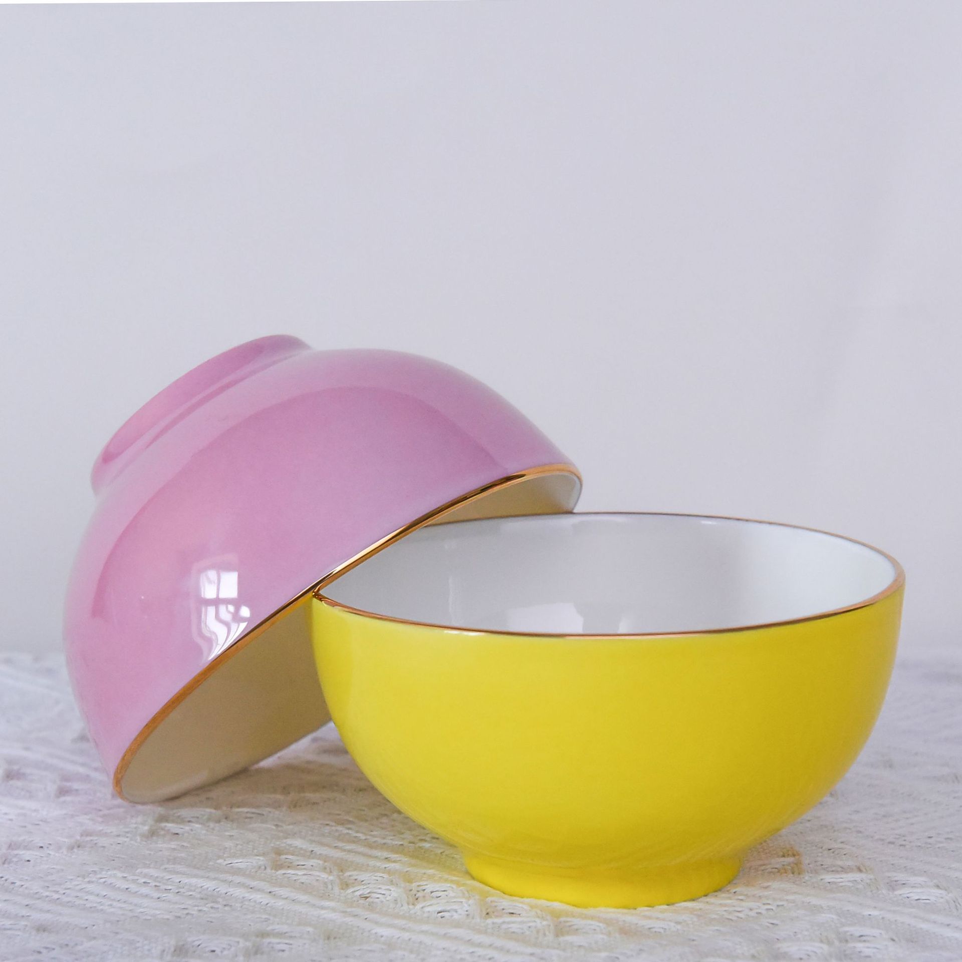 批发骨瓷奥碗  创意金边色釉陶瓷奥碗米饭碗酒店用瓷可配礼品套装