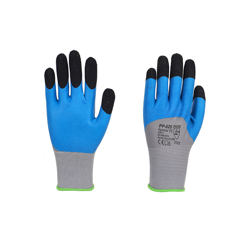 Labor Protection Gloves Latex Breathable Reinforced Finger Dipping Wear-Resistant Non-Slip Construction Site Work Nylon Gloves Wholesale