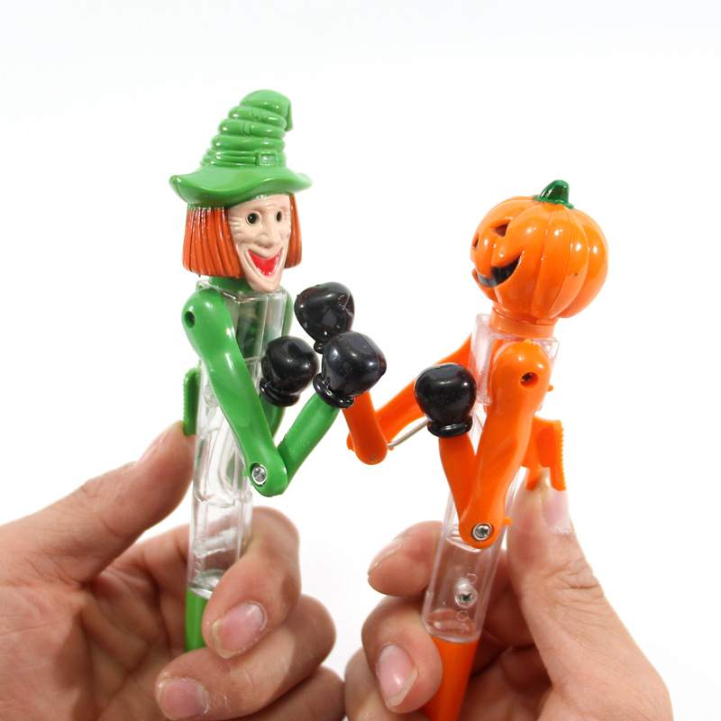 Halloween Gift Prizes Cute Pumpkin Skull Boxing Pen Creative Pen Oil Pen Ballpoint Pen Decompression Toy Pen