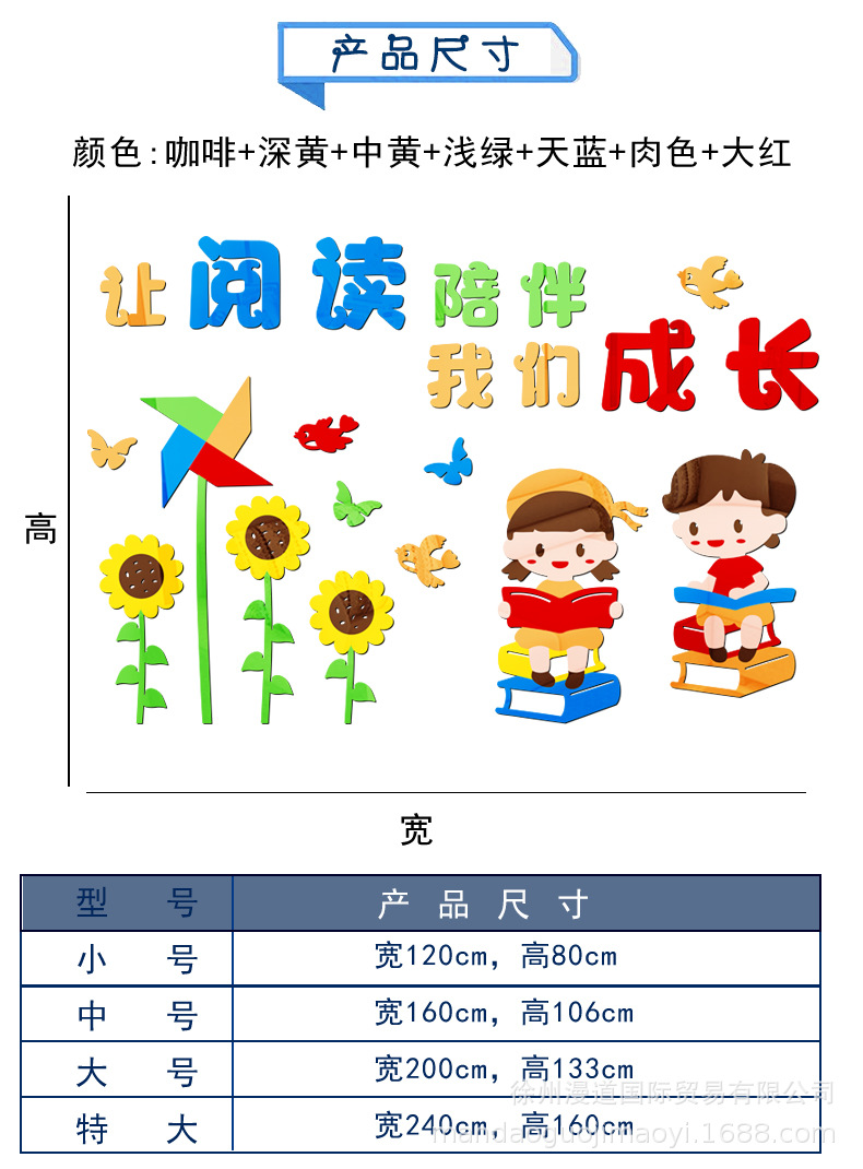 图书角教室装饰文化墙贴画小学班级布置读书角贴纸辅导班励志标语