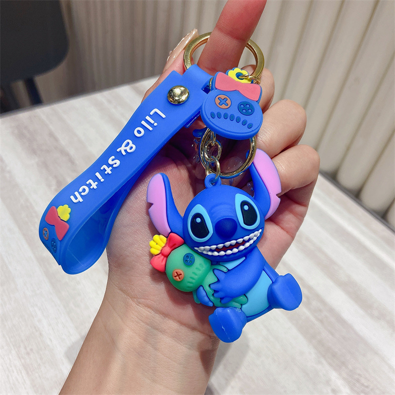 Cartoon Stitch Creative Keychain Cute Baby Accessories Small Gift Hanging Silicone Gift Doll Key Chain