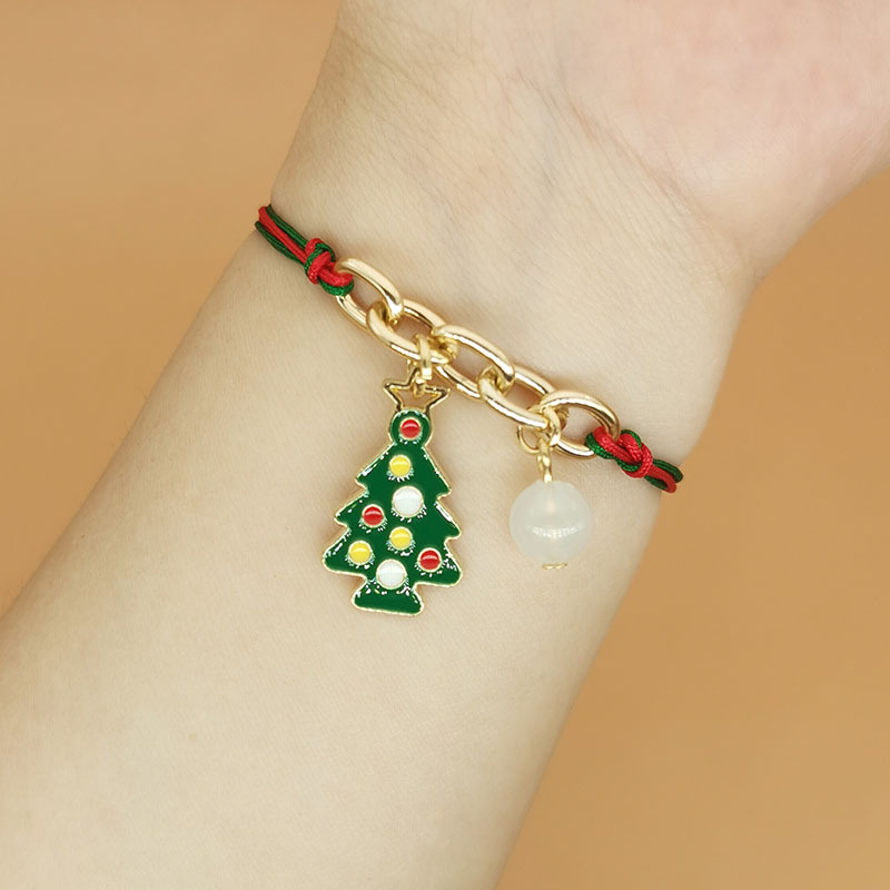 2023 European and American Luminous Christmas Woven Bracelet Alloy Santa Claus Tree Bell Snowflake Lucky Bag Luminous Bracelet