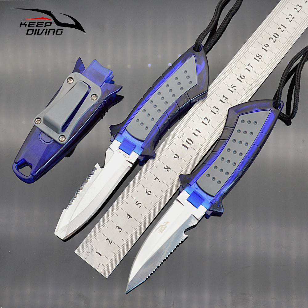 420不锈钢潜水小刀技潜潜水员专用小刀水下割线绳器bcd鱼猎kf-966