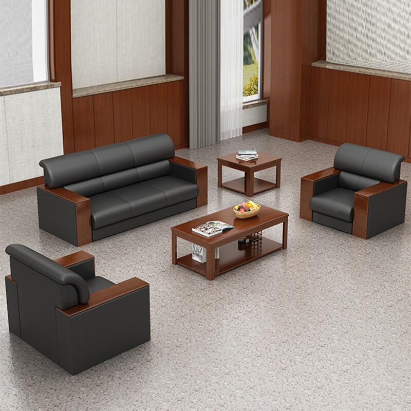 0成交0个会议室贵宾接待室会客办公新中式实木现代单人位简约办公沙发