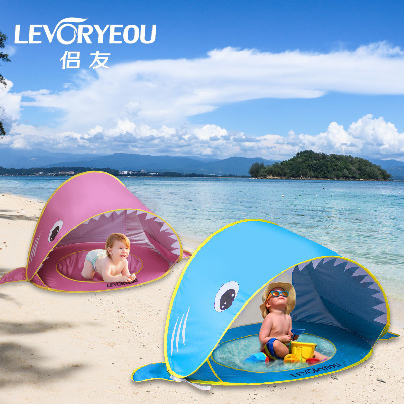 Children's Shark Tent Quickly Open Easy to Carry Sun-Proof Household Outdoor Beach Play Water Play Sand Picnic Tent