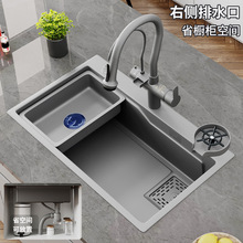 纳米加厚304不锈钢厨房手工水槽单槽台下盆洗菜盆洗碗池